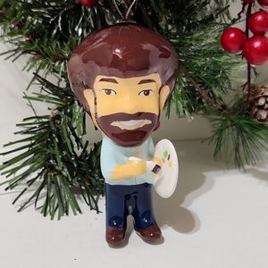 Bob Ross With Palette Decoupage Christmas Tree Ornament